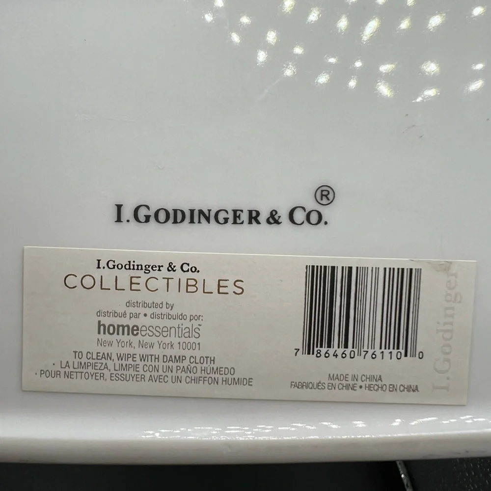 I. Godinger & Co. Trinket Jewelry Dish Tray Rectangle White W/ Purple & Gold